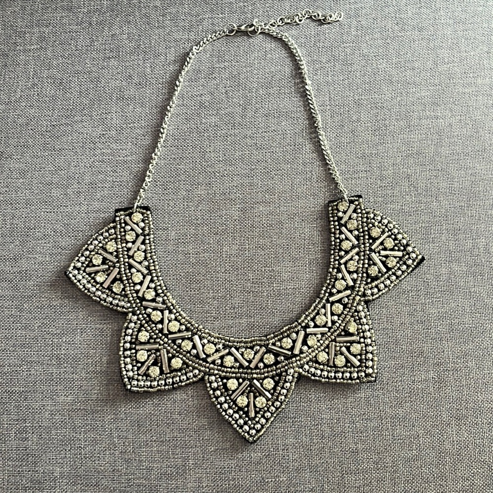 Silver & Rhinestone Statement Necklace